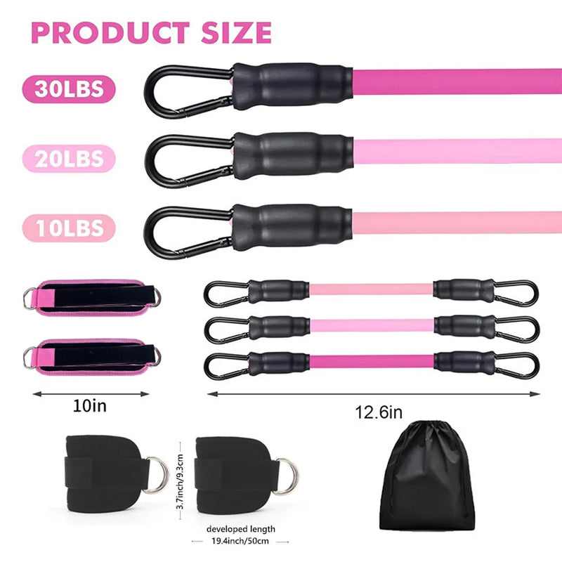 Kit de Tornozeleiras com Faixas Elásticas para Exercícios de Glúteo e Pernas