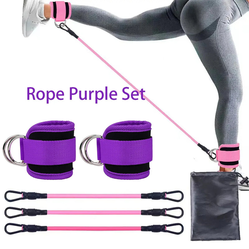 Kit de Tornozeleiras com Faixas Elásticas para Exercícios de Glúteo e Pernas