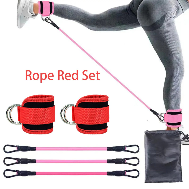 Kit de Tornozeleiras com Faixas Elásticas para Exercícios de Glúteo e Pernas