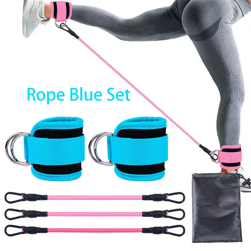 Kit de Tornozeleiras com Faixas Elásticas para Exercícios de Glúteo e Pernas
