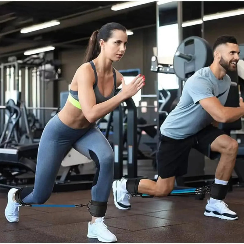 Kit de Tornozeleiras com Faixas Elásticas para Exercícios de Glúteo e Pernas