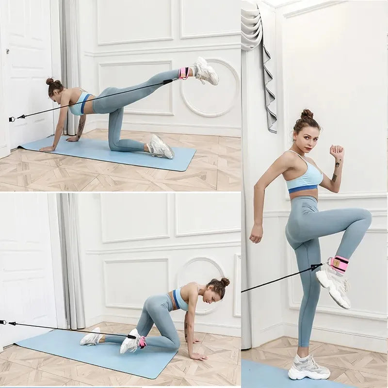 Kit de Tornozeleiras com Faixas Elásticas para Exercícios de Glúteo e Pernas