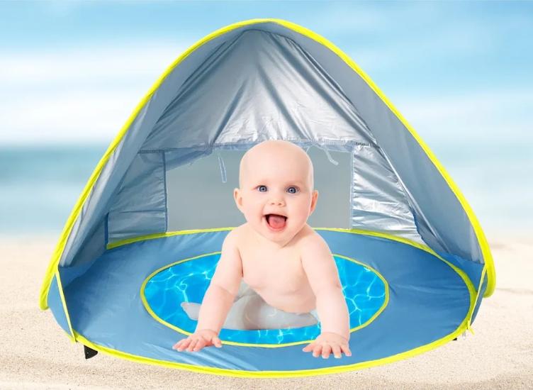 barraca com piscina para bebê
